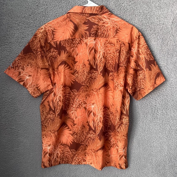 Tommy Bahama Shirt Mens Medium Orange Bahama Coast Luminescent Fronds Camp Coast - Picture 2 of 13